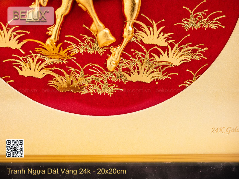 Tranh ngựa dát vàng 24k - 20x20cm&nbsp;